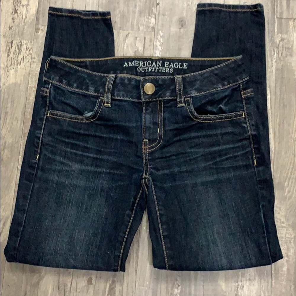 American Eagle ankle jogging a jeans dark wash 0